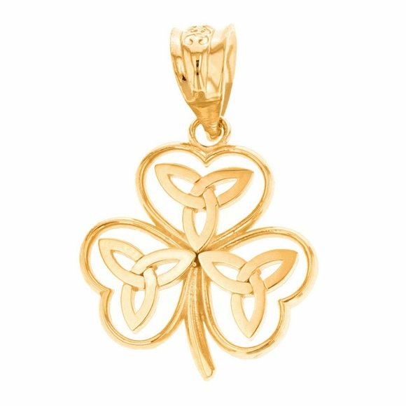 10k Real Gold Celtic Trinity Knot Shamrock Pendant